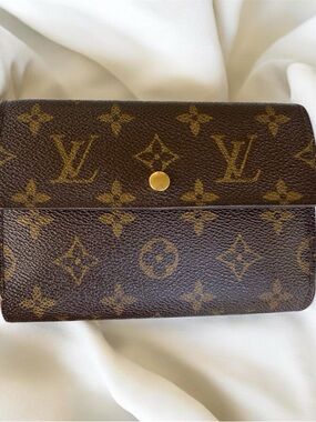 Louis Vuitton Brown Monogram Canvas Snap Wallet with Gold Accent